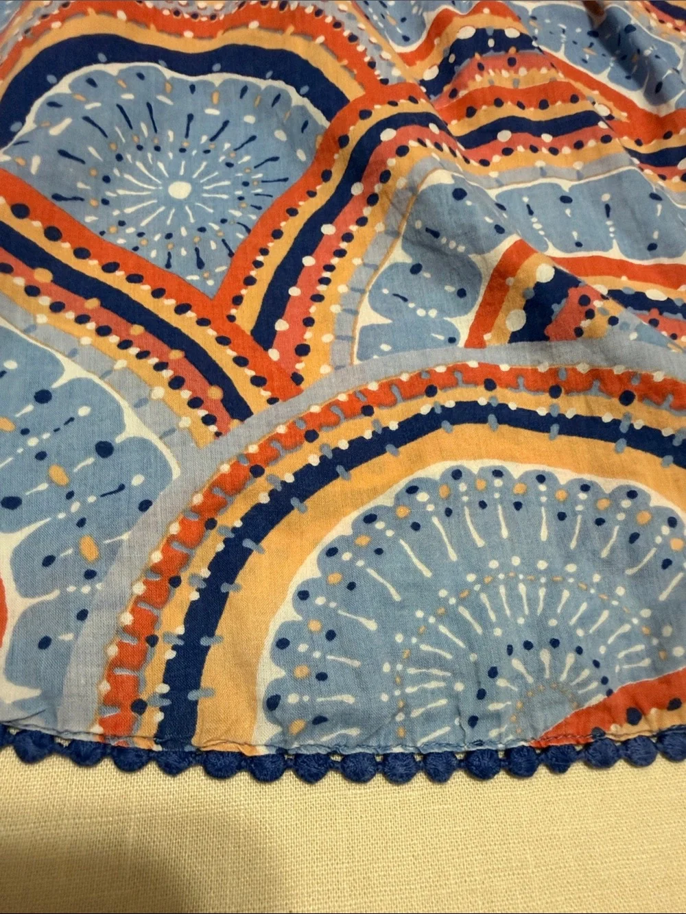 Old Navy Blue Multicolor Arc-Print Sundress with Smocking & Brick Brack Trim, 4T